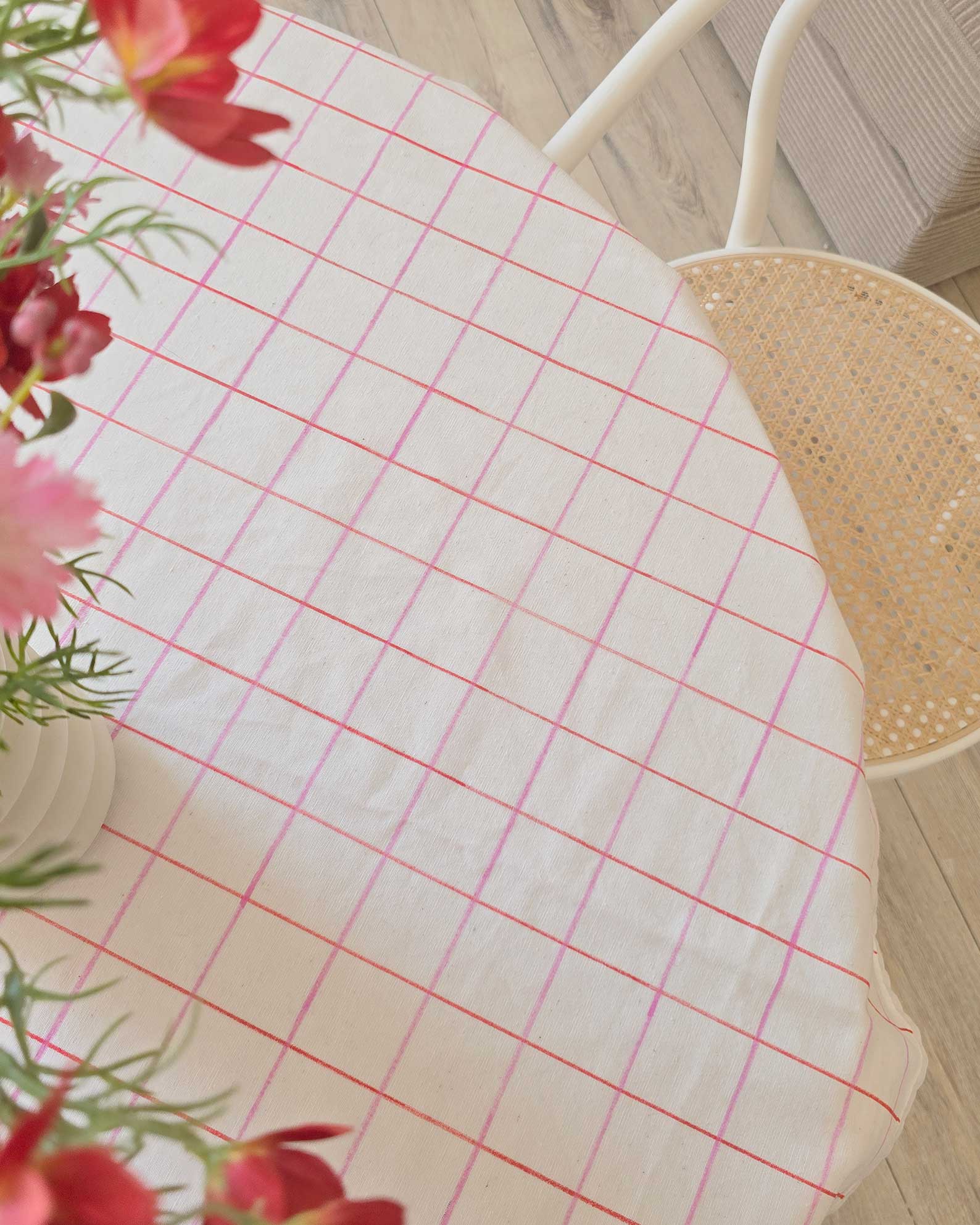 nappe recup carreaux rouge rose